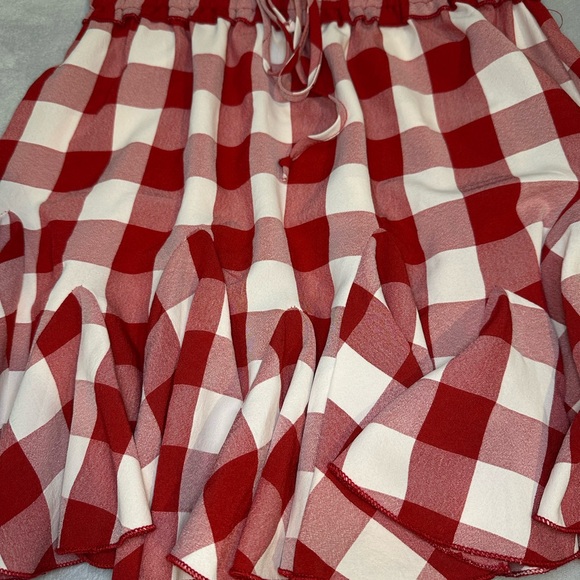 Red and White Checkered Women's Skirt - Picture 2 of 4